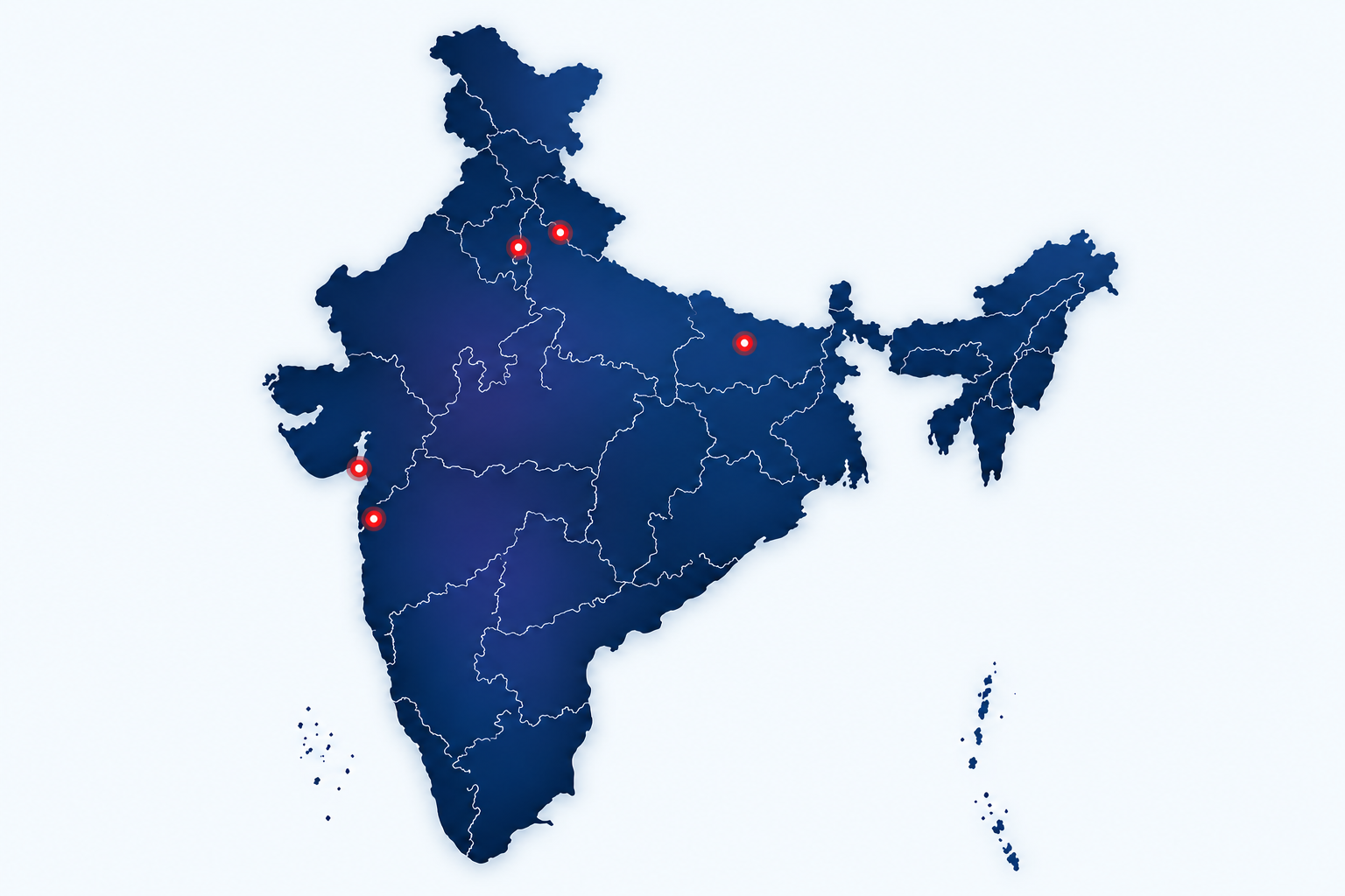 India map showing Bhola Ram Group companies across Bihar, Delhi, Uttar Pradesh, Maharashtra and Gujarat